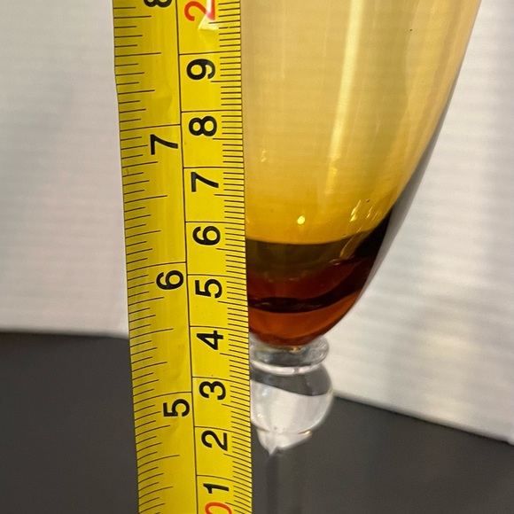 Stunning Vintage Jewel Toned Wine Glasses w/Clear Ball Stem Set of 2-Green/Amber - Picture 7 of 8